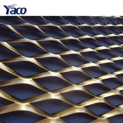 Decorative expanded metal mesh wall panels / brass expanded metal mesh